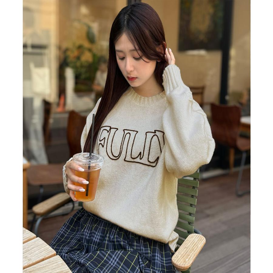 【mily bilet】トップス ニット レディース ハンドステッチ 風 ロゴ レース ネーム 裾スリット 長袖 着回し ゆるっと オーバーサイズ 大きいサイズ 秋 冬 | classicalelf | 04