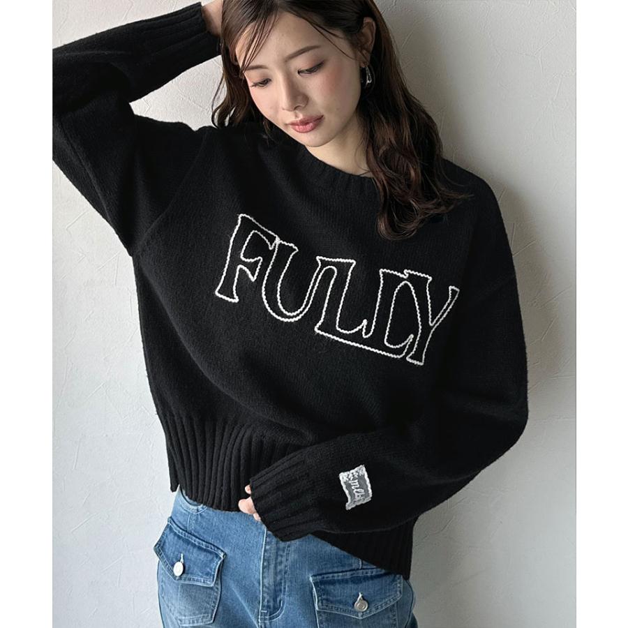 【mily bilet】トップス ニット レディース ハンドステッチ 風 ロゴ レース ネーム 裾スリット 長袖 着回し ゆるっと オーバーサイズ 大きいサイズ 秋 冬 | classicalelf | 08