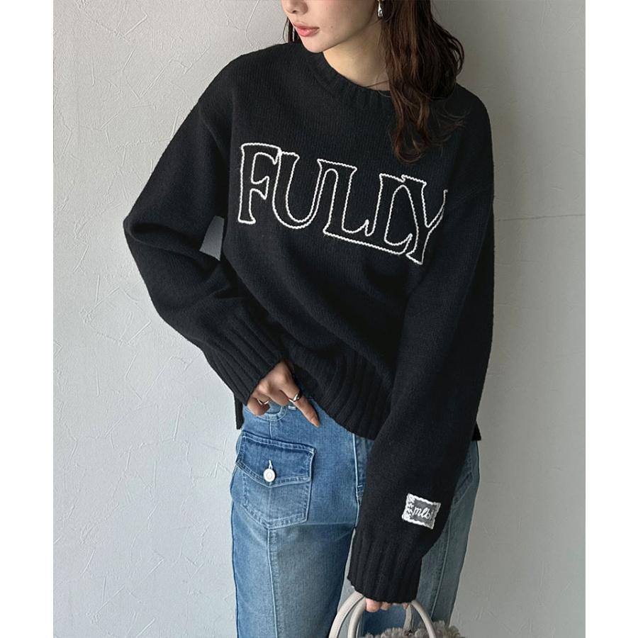 【mily bilet】トップス ニット レディース ハンドステッチ 風 ロゴ レース ネーム 裾スリット 長袖 着回し ゆるっと オーバーサイズ 大きいサイズ 秋 冬 | classicalelf | 09