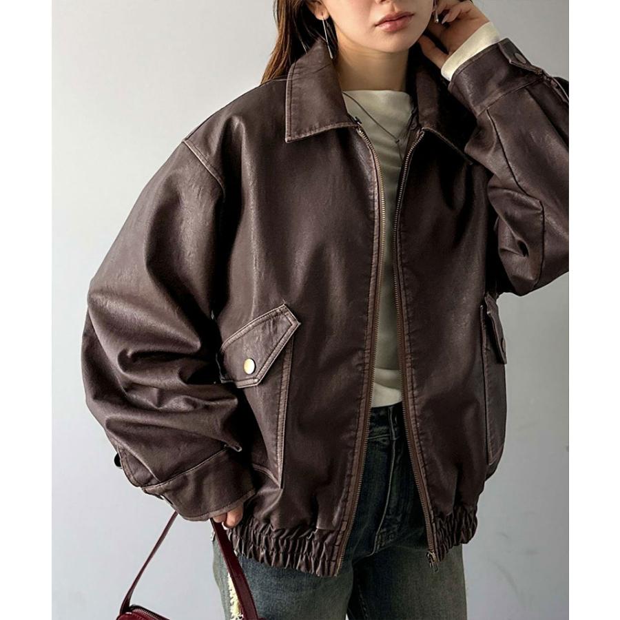 【mily bilet】レザージャケットレディース ジャケット レディース 秋 アウター ファー 襟 取り外し 可能 ヴィンテージ ダメージ フェイクレザー | classicalelf | 13