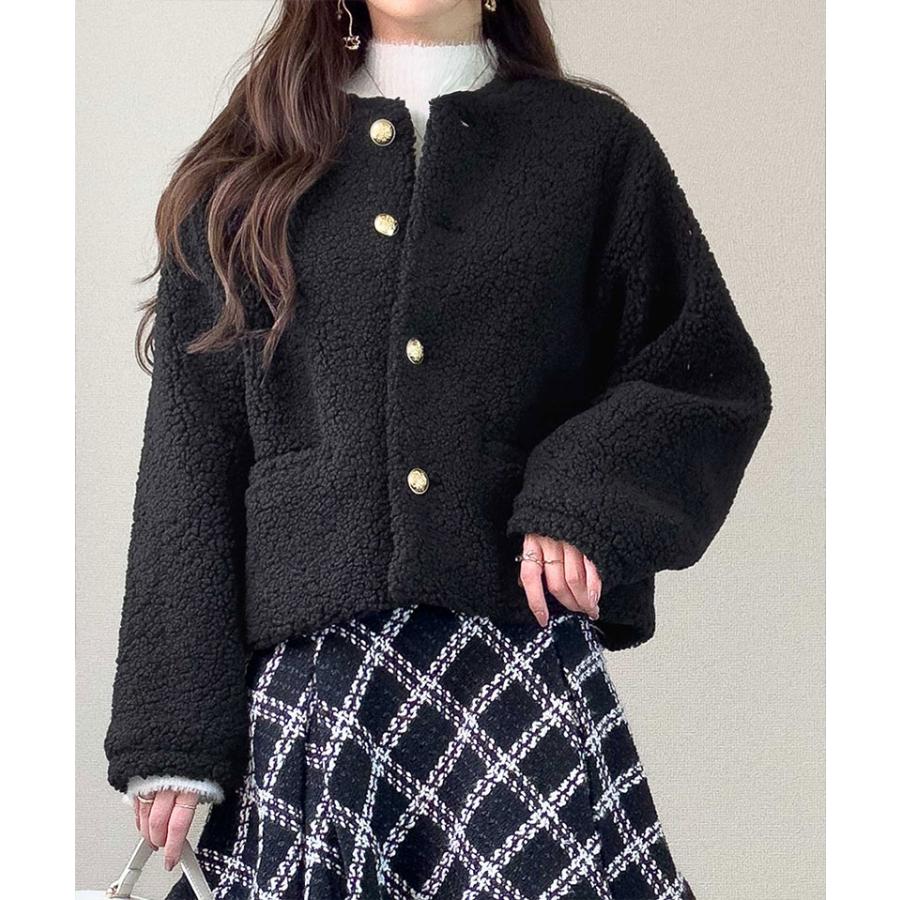 【mily bilet】ジャケット レディース 秋 アウター ゴールド 釦 エンブレム ボタン 使い ふんわり ボア ブルゾン 大きいサイズ 秋 冬 2025aw | classicalelf | 10