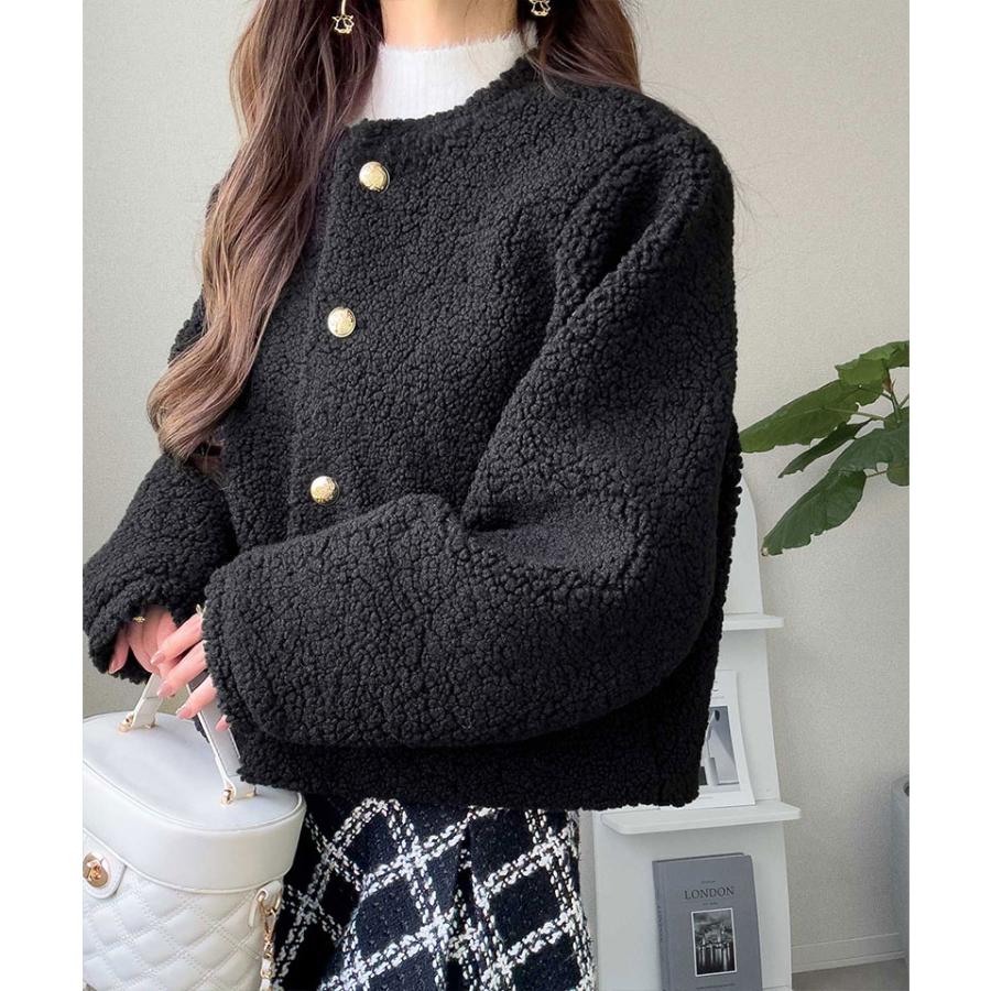 【mily bilet】ジャケット レディース 秋 アウター ゴールド 釦 エンブレム ボタン 使い ふんわり ボア ブルゾン 大きいサイズ 秋 冬 2025aw | classicalelf | 11