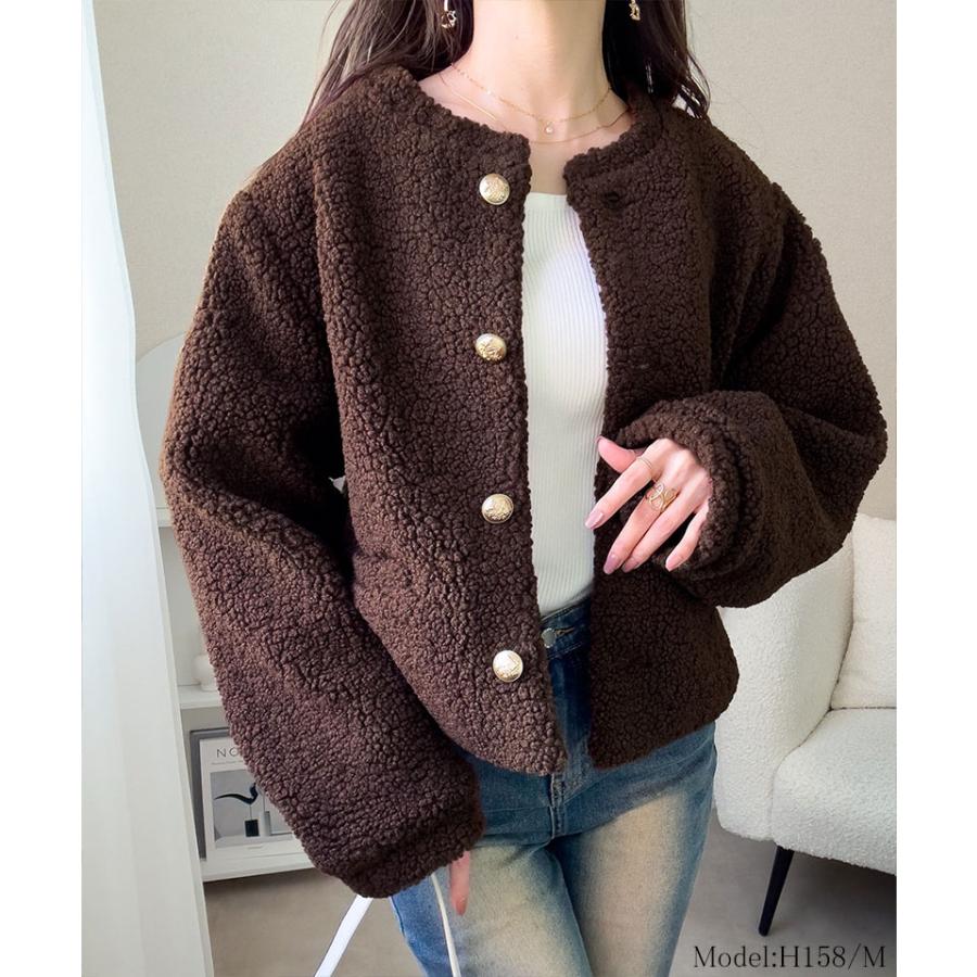 【mily bilet】ジャケット レディース 秋 アウター ゴールド 釦 エンブレム ボタン 使い ふんわり ボア ブルゾン 大きいサイズ 秋 冬 2025aw | classicalelf | 12