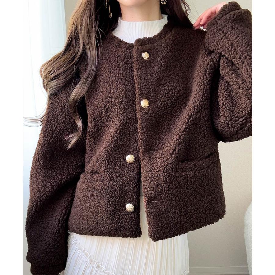 【mily bilet】ジャケット レディース 秋 アウター ゴールド 釦 エンブレム ボタン 使い ふんわり ボア ブルゾン 大きいサイズ 秋 冬 2025aw | classicalelf | 14