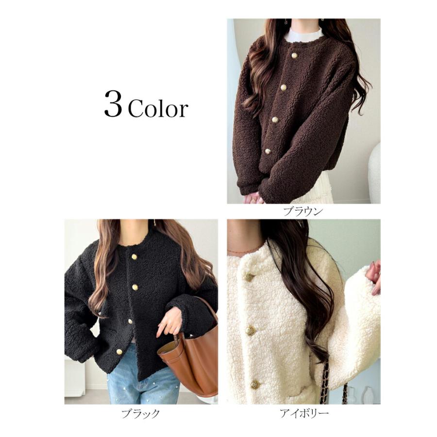 【mily bilet】ジャケット レディース 秋 アウター ゴールド 釦 エンブレム ボタン 使い ふんわり ボア ブルゾン 大きいサイズ 秋 冬 2025aw | classicalelf | 01