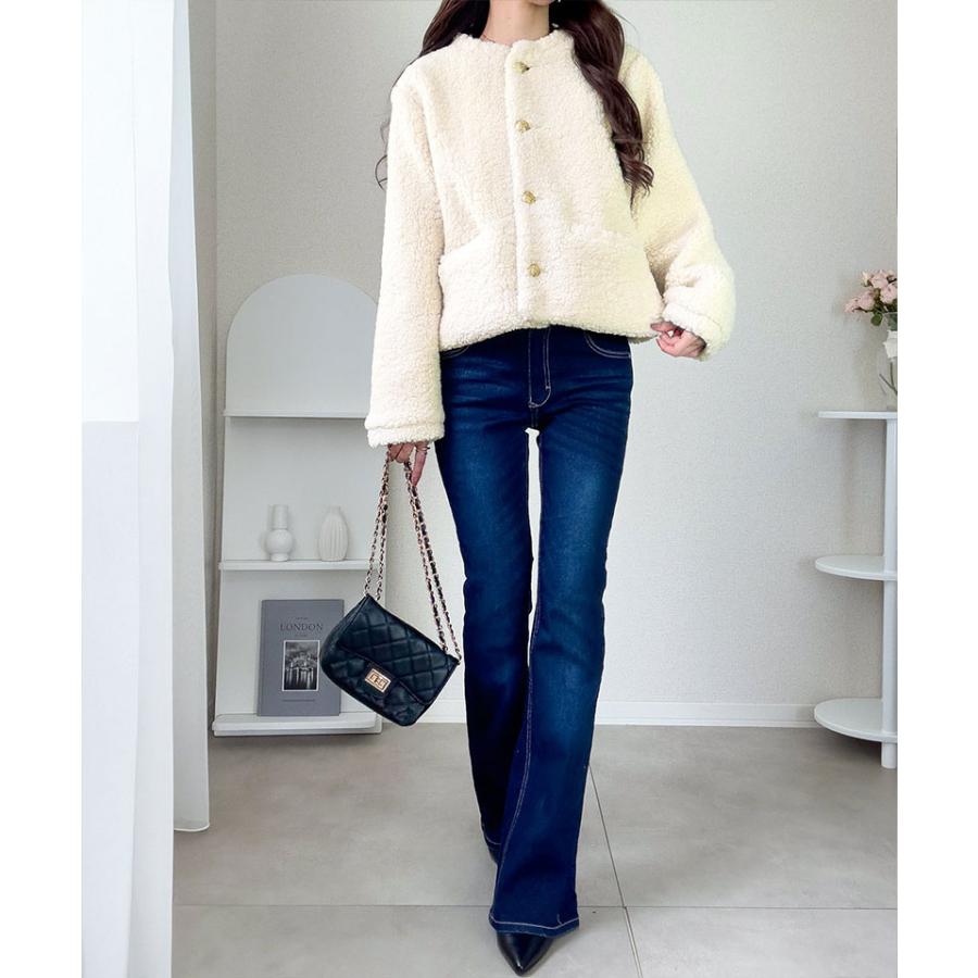 【mily bilet】ジャケット レディース 秋 アウター ゴールド 釦 エンブレム ボタン 使い ふんわり ボア ブルゾン 大きいサイズ 秋 冬 2025aw | classicalelf | 05