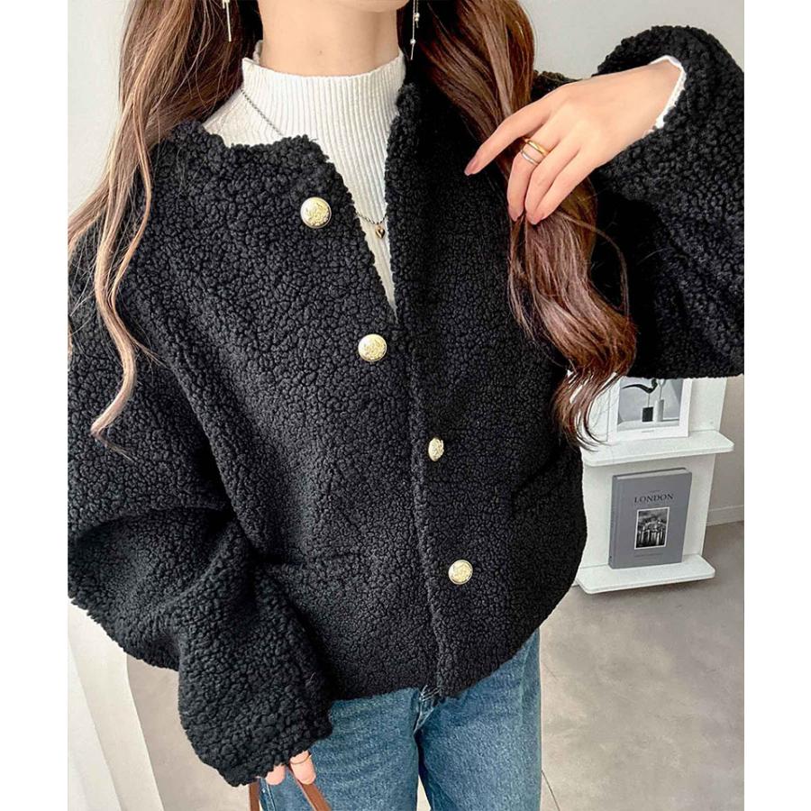 【mily bilet】ジャケット レディース 秋 アウター ゴールド 釦 エンブレム ボタン 使い ふんわり ボア ブルゾン 大きいサイズ 秋 冬 2025aw | classicalelf | 09