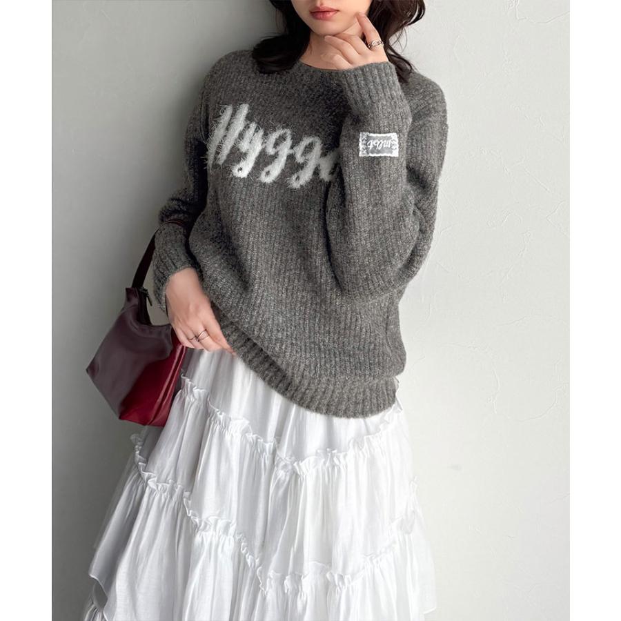 【mily bilet】トップス ニット レディース フェザー ジャガード ロゴ ミックスニット プルオーバー 長袖 ゆるっと オーバーサイズ 大きいサイズ | classicalelf | 11
