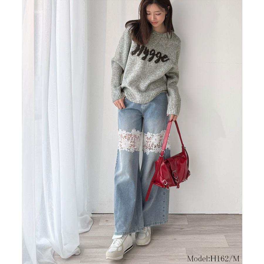 【mily bilet】トップス ニット レディース フェザー ジャガード ロゴ ミックスニット プルオーバー 長袖 ゆるっと オーバーサイズ 大きいサイズ | classicalelf | 13