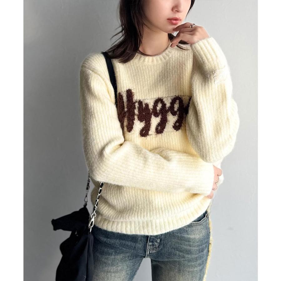 【mily bilet】トップス ニット レディース フェザー ジャガード ロゴ ミックスニット プルオーバー 長袖 ゆるっと オーバーサイズ 大きいサイズ | classicalelf | 03