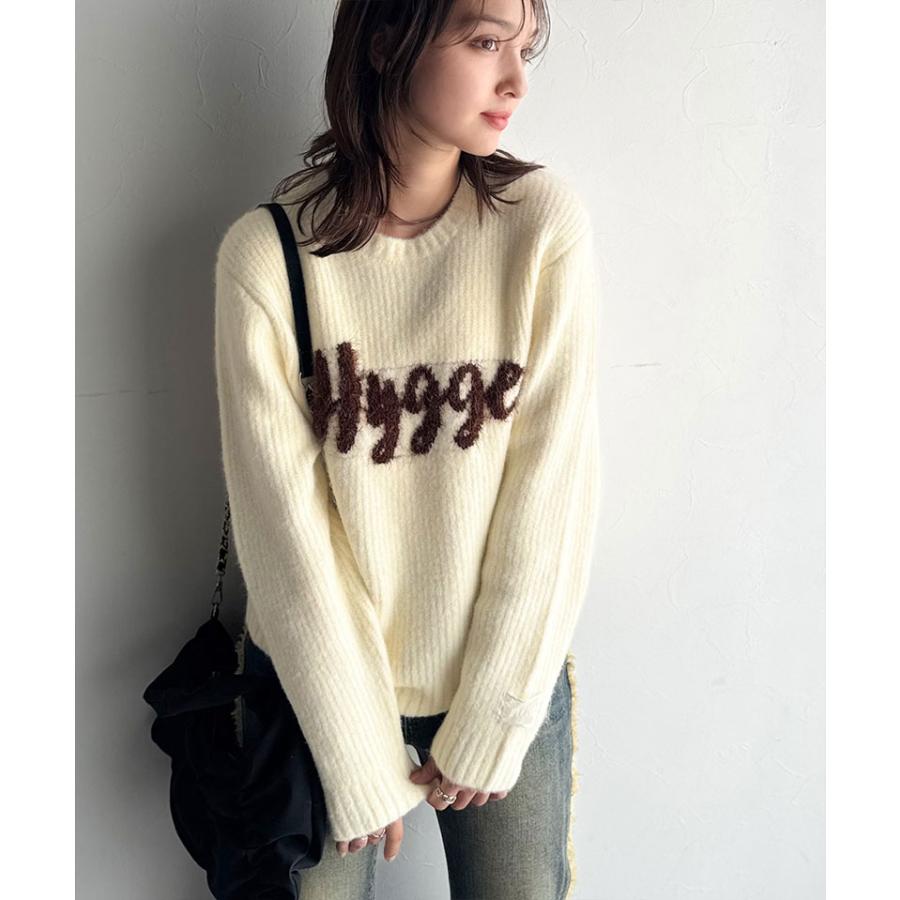 【mily bilet】トップス ニット レディース フェザー ジャガード ロゴ ミックスニット プルオーバー 長袖 ゆるっと オーバーサイズ 大きいサイズ | classicalelf | 04
