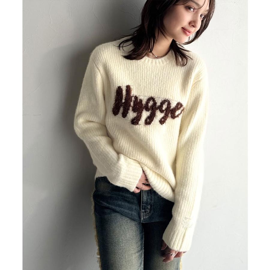 【mily bilet】トップス ニット レディース フェザー ジャガード ロゴ ミックスニット プルオーバー 長袖 ゆるっと オーバーサイズ 大きいサイズ | classicalelf | 06