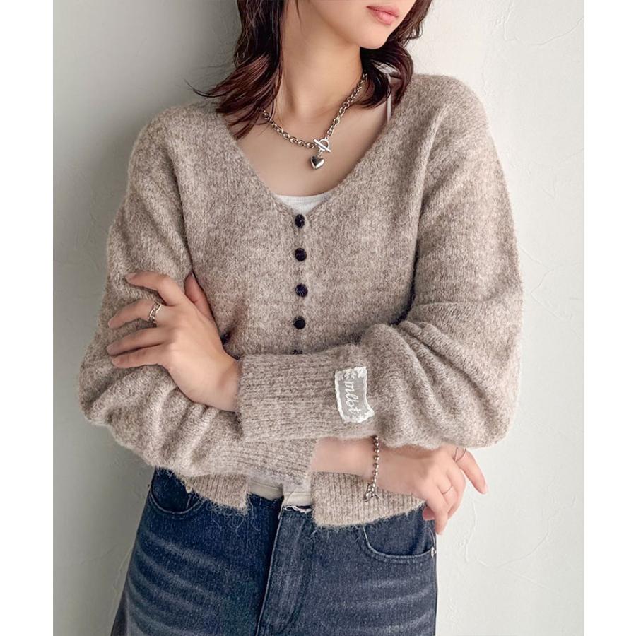 【mily bilet】 トップス カーディガン レディース レース ネーム 付き くるみ ボタン ミックス ニットカーデ 長袖 ショート丈 大きいサイズ 秋 冬 | classicalelf | 11