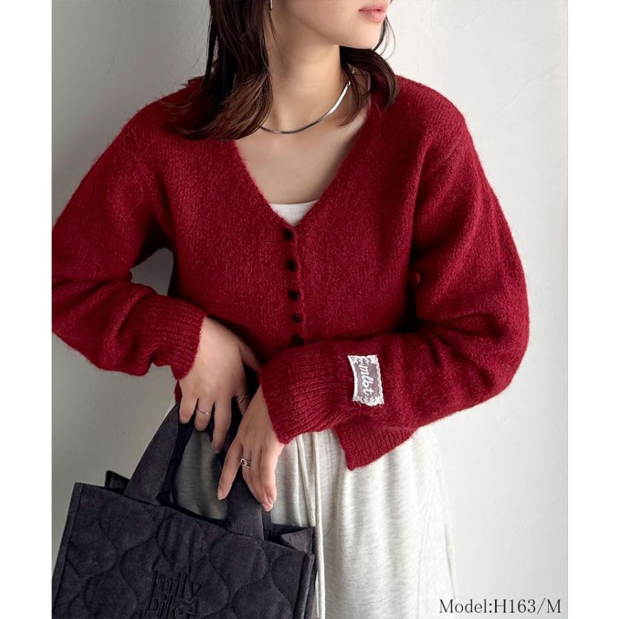 【mily bilet】 トップス カーディガン レディース レース ネーム 付き くるみ ボタン ミックス ニットカーデ 長袖 ショート丈 大きいサイズ 秋 冬 | classicalelf | 13
