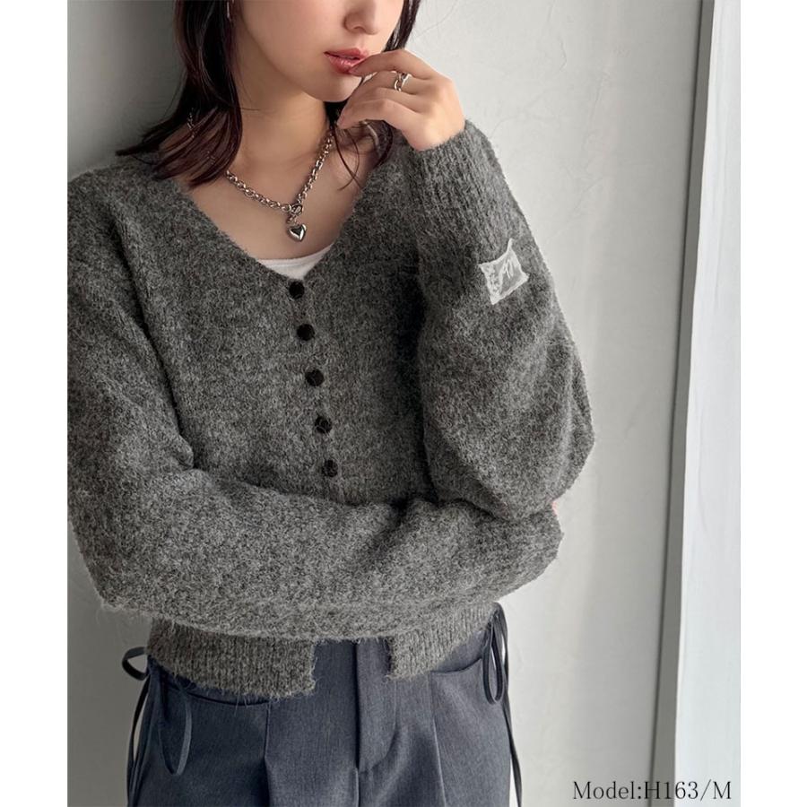 【mily bilet】 トップス カーディガン レディース レース ネーム 付き くるみ ボタン ミックス ニットカーデ 長袖 ショート丈 大きいサイズ 秋 冬 | classicalelf | 06