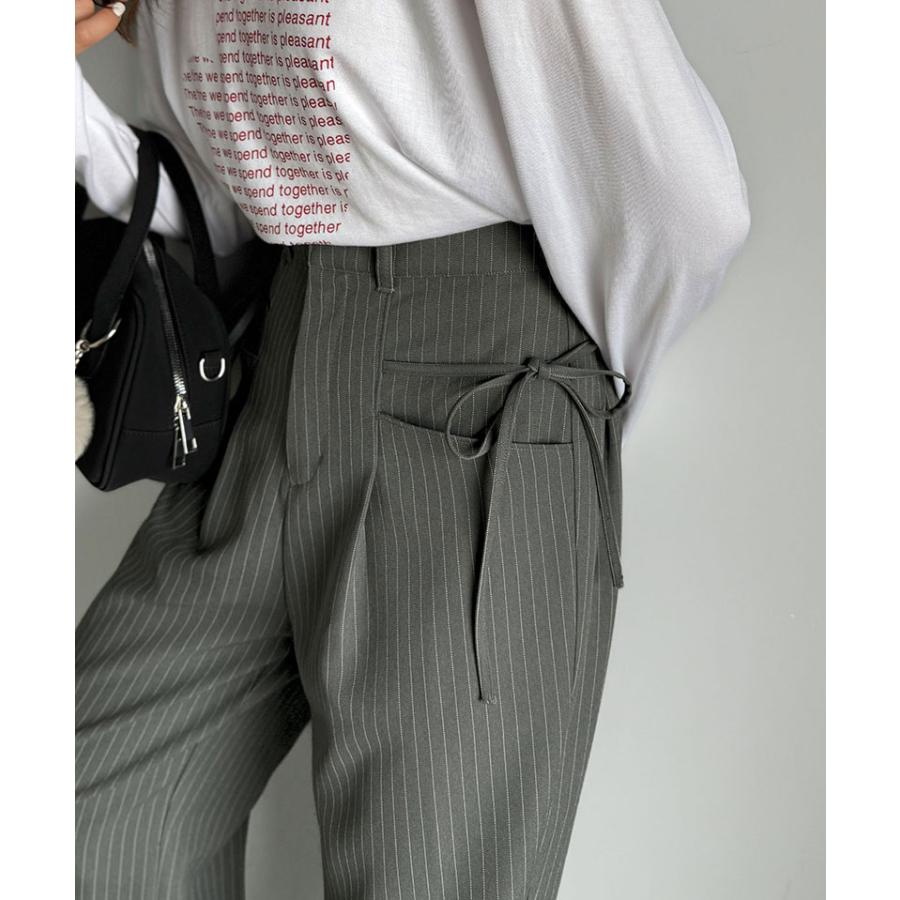 【mily bilet】ボトムス パンツ レディース スラックス ワイドパンツ タック入り サイドリボン ストレート 脚長効果 華やか 美ライン 上品 きれいめ | classicalelf | 10