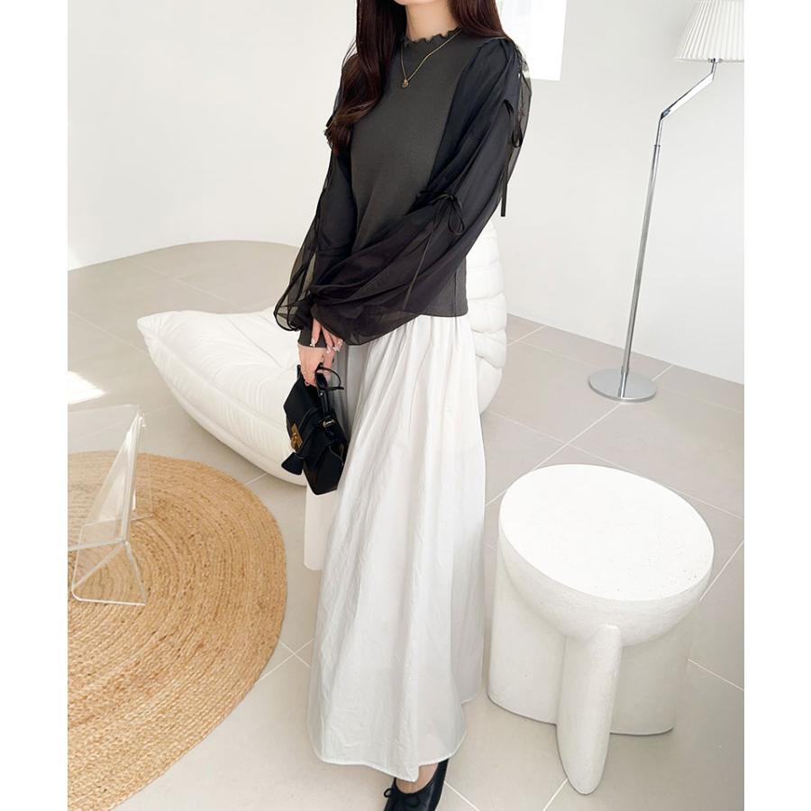 【mily bilet】トップス カットソー レディース ニット フェミニン ニットソー ふんわりチュール リボン サイドスリット 大人可愛い メローネック | classicalelf | 11