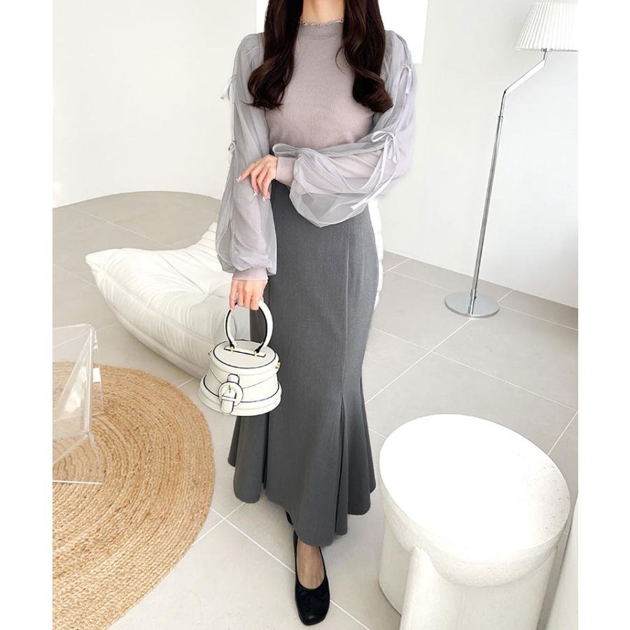 【mily bilet】トップス カットソー レディース ニット フェミニン ニットソー ふんわりチュール リボン サイドスリット 大人可愛い メローネック | classicalelf | 15