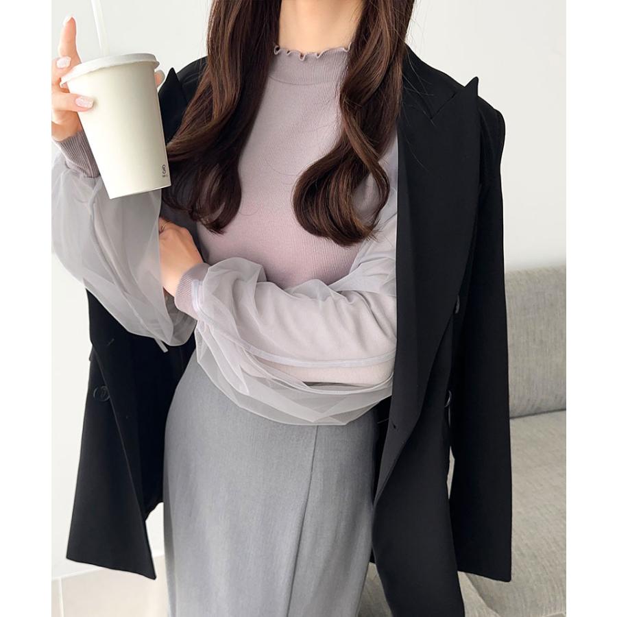 【mily bilet】トップス カットソー レディース ニット フェミニン ニットソー ふんわりチュール リボン サイドスリット 大人可愛い メローネック | classicalelf | 16