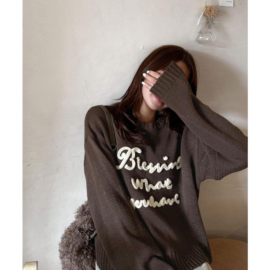 【mily bilet】トップス ニット レディース プルオーバー コード刺繍 ネップニット 華やか カジュアル ゆったり リラックス感 ポップ デイリーユース | classicalelf | 14