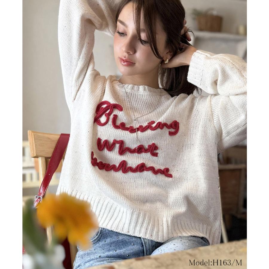 【mily bilet】トップス ニット レディース プルオーバー コード刺繍 ネップニット 華やか カジュアル ゆったり リラックス感 ポップ デイリーユース | classicalelf | 02