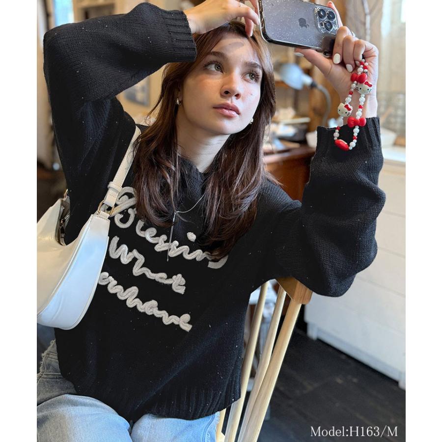 【mily bilet】トップス ニット レディース プルオーバー コード刺繍 ネップニット 華やか カジュアル ゆったり リラックス感 ポップ デイリーユース | classicalelf | 06