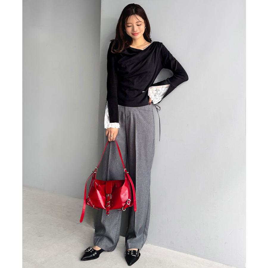 【mily bilet】トップス Tシャツ レディース レース 切替え 胸元 ドレープ フレア スリーブ プルオーバー 長袖 大きいサイズ 秋 冬 2025aw | classicalelf | 09