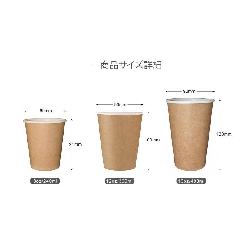テイクアウト 容器 お持ち帰り 12oz 紙コップ クラフトカラー 50個入