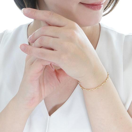 【箱付き】 ゴールドチェーンブレスレット ステンレス チェーンブレスレット H型 [b741-gold] | お洒落な