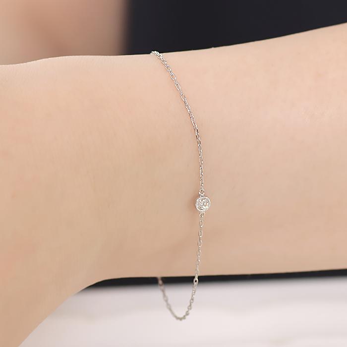 Pt900 K18YG ダイヤモンド ブレスレット 0.1ct クラシックチェス ブレス 送料無料 プラチナ ゴールド PT K18 18金 ブレス チェーン 1粒 一粒 ミル打ち CSBL00038の画像