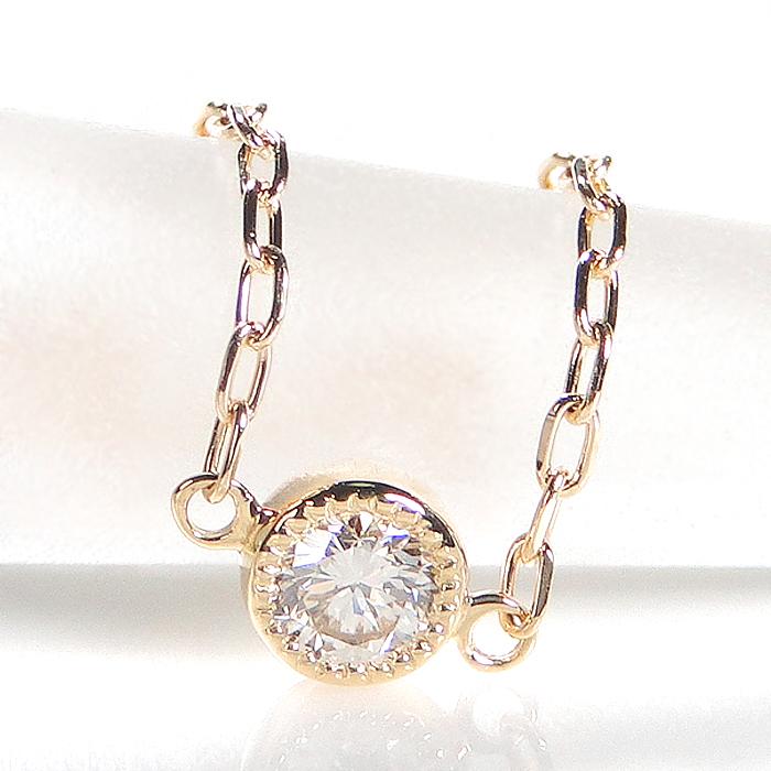 Pt900 K18YG ダイヤモンド ブレスレット 0.1ct クラシックチェス ブレス 送料無料 プラチナ ゴールド PT K18 18金 ブレス チェーン 1粒 一粒 ミル打ち CSBL00038の画像