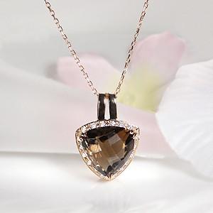 ピンクゴールド K18 PG スモーキークォーツ ダイヤモンド ペンダント ネックレス ダイヤ カラーストーン ゴールド 送料無料 ブラウン CSN00100-18P | Classic CHESS
