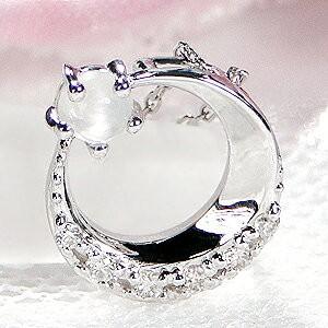 K18WG ムーンストーン & ダイヤモンド ネックレス ペンダント ホワイトゴールド 月 三日月 クレセント 18金 K18 ギフト お守り  CSN00147-18Wの画像