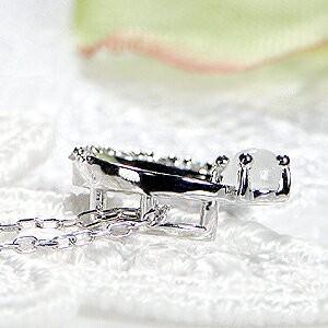 K18WG ムーンストーン & ダイヤモンド ネックレス ペンダント ホワイトゴールド 月 三日月 クレセント 18金 K18 ギフト お守り  CSN00147-18Wの画像