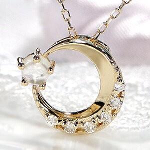 K18YG ムーンストーン & ダイヤモンド ネックレス ペンダント イエローゴールド 月 三日月 クレセント 18金 K18 ギフト お守り  CSN00148-18Y | Classic CHESS | 01