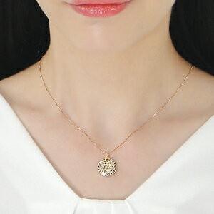 K18YG 1.0ct ブラウンダイヤモンド ディスク パヴェ ネックレス 1カラット ダイヤ ダイア イエロー ゴールド pave 丸 ラウンド サークル CSN00171-18Yの画像