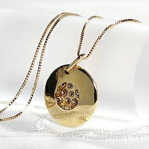 K18YG 1.0ct ブラウンダイヤモンド ディスク パヴェ ネックレス 1カラット ダイヤ ダイア イエロー ゴールド pave 丸 ラウンド サークル CSN00171-18Yの画像