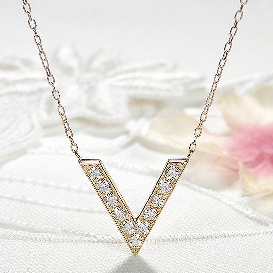 K18YG ハートアンドキューピッド ダイヤモンド V字 ネックレス リバーシブル 0.3ct H&C  ハートキュー ダイヤ ギフト プレゼント 18金 CSN00182-18Y | Classic CHESS | 01