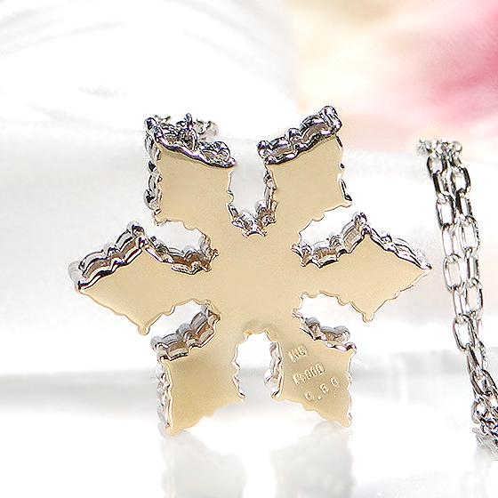 ネックレス ダイヤモンド プラチナ レディース Pt900 K18YG 0.5ct 雪の結晶 ペンダント リバーシブル 18金 イエローゴールド 人気 2way CSN00194-PT18Yの画像