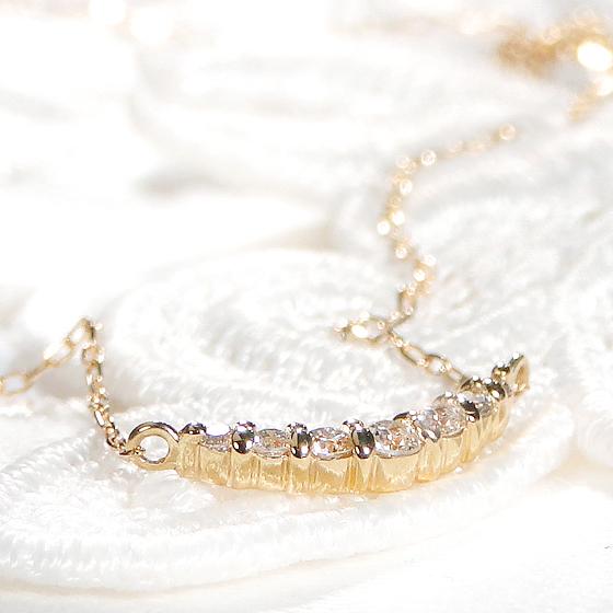 ネックレス ダイヤモンド イエローゴールド K18 YG 0.12ct グラデーション ダイヤ ペンダント プレゼント ライン 誕生日 ギフト 可愛い CSN00201-18Yの画像