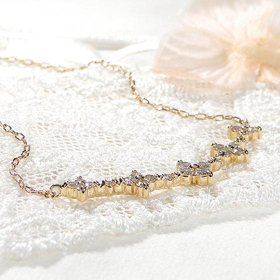 Pt900 K18YG SIクラスGOODカット 0.5ct ダイヤモンド フラワー ライン ネックレス 送料無料 18金 ゴールド プラチナ 花 ダイヤ ダイア ペンダント 人気 CSN00210の画像