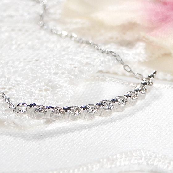 Pt950 K18YG ダイヤモンド ライン ネックレス 0.2ct ジュエリー