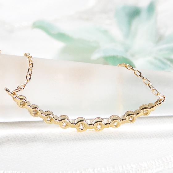 Pt950 K18YG ダイヤモンド ライン ネックレス 0.2ct ジュエリー