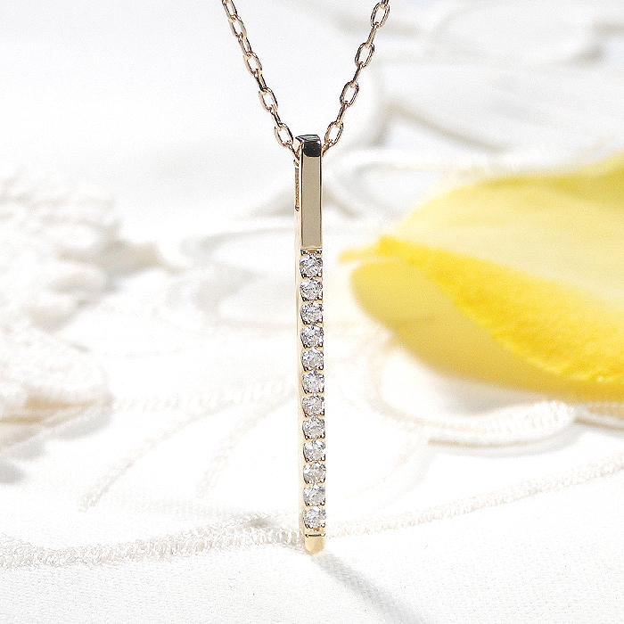 k18YG ダイヤモンドラインネックレス 楽天市場】K18YG【0.48ct】ダイヤモンド ライン ネックレス ペンダント