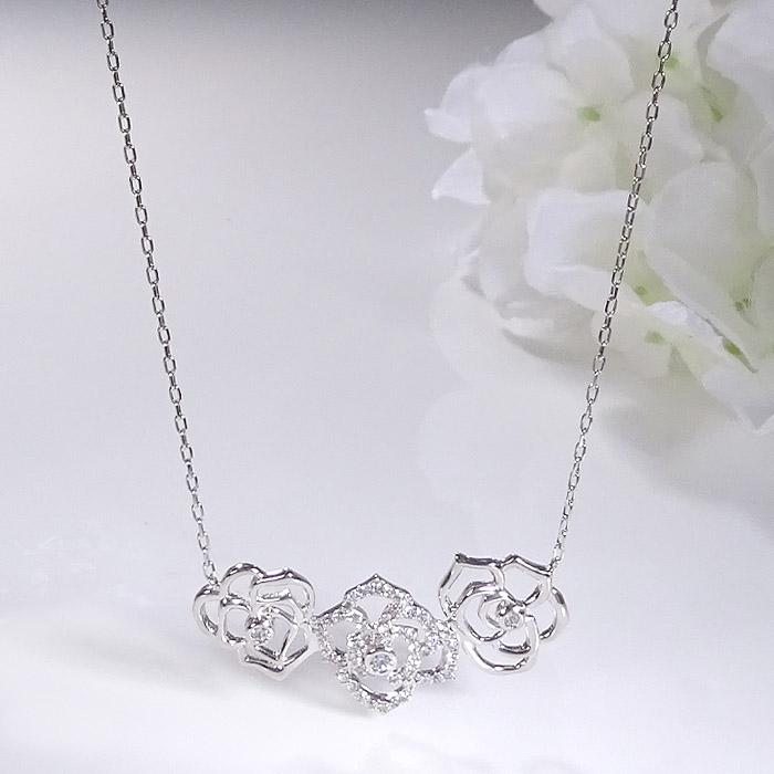 Pt900 0.30ct ダイヤモンド 薔薇モチーフ ペンダント 送料無料 バラ ネックレス ローズ プラチナ PT 人気 花 フラワー Rose ローズ クラシックチェス CSN00252の画像