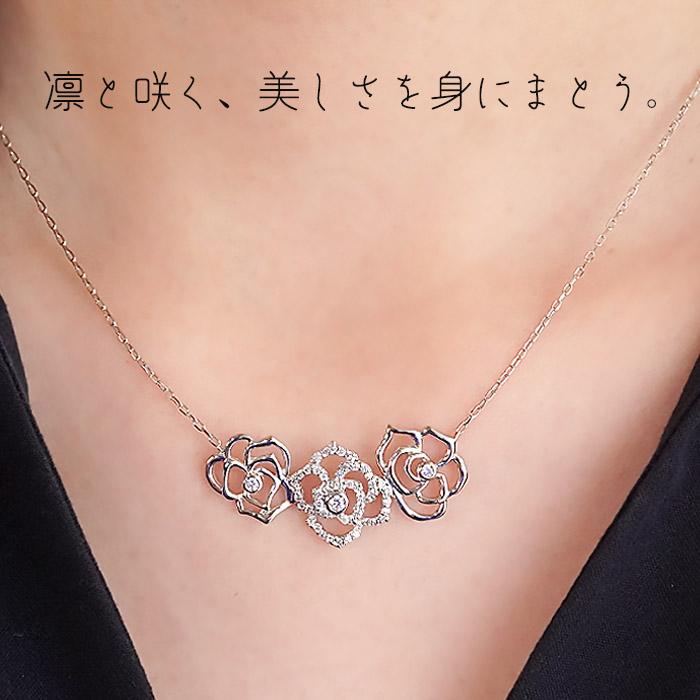 Pt900 0.30ct ダイヤモンド 薔薇モチーフ ペンダント 送料無料 バラ ネックレス ローズ プラチナ PT 人気 花 フラワー Rose ローズ クラシックチェス CSN00252の画像