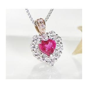 Classic CHESS ルビー and ダイヤモンドハートシェイプ ペンダント