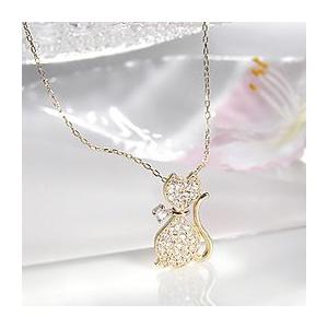 K18YG ダイヤモンド パヴェ ペンダント 0.28ct ねこ モチーフ csn0089-18の画像