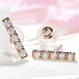 Classic CHESS K18PG 0.2ct ダイヤモンドバーピアス 18金 ピンク