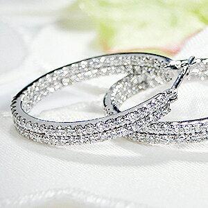Classic CHESS ピアス ダイヤモンド K18WG 1.0ct エタニティ